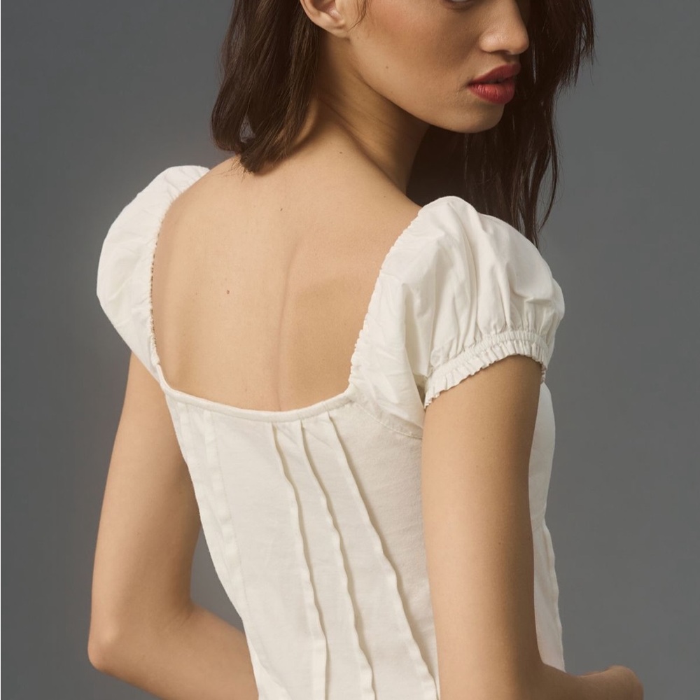 By Anthropologie Puffed Cap-Sleeve Corset Top - Picture 2 of 8